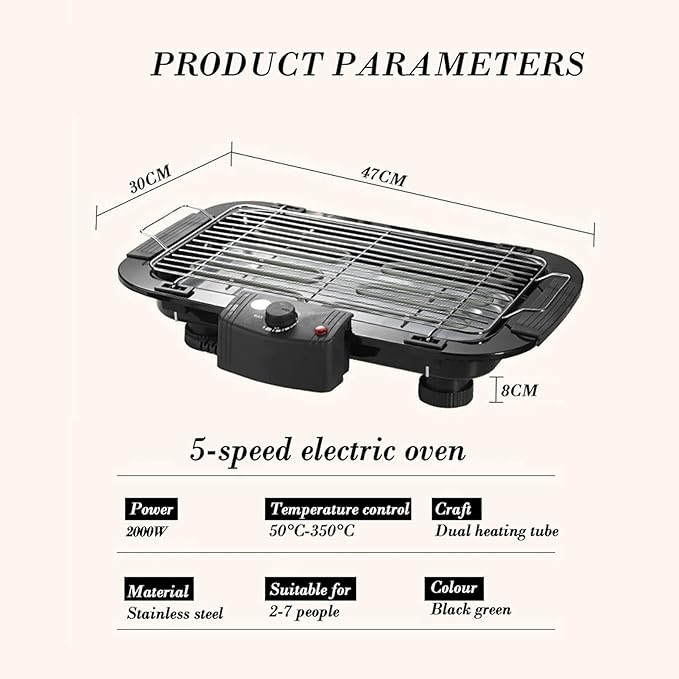 Super parrilla eléctrica sin humo de 2000W